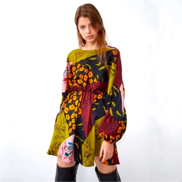Zara Dresses & Skirts - Zara patchwork print mini dress-worn once